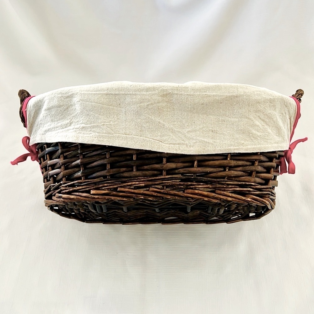 Wicker Basket with Embroidered Bunny Liner - Picture 3 of 10